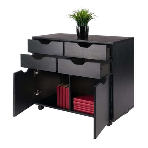 Winsome Halifax 2-Door, 4-Drawer Black Mobile Cabinet 20622