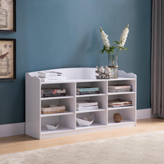 ID International White 9 Shelf Shoe Entry Bench 223076