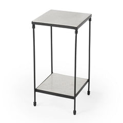 Butler Specialty BLK Larkin 12" Sq Outdoor Marble & Iron Side Table 3319437