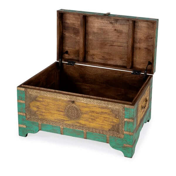 Butler Specialty Nador 32" Blue &Yellow Storage Trunk Coffee Table 3365114