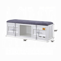 ACME Cargo Gray Fabric & White Bench w/Storage 35912