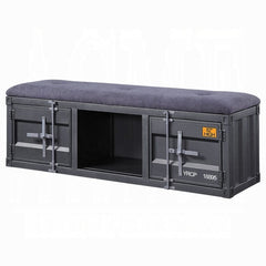 ACME Cargo Gray Fabric & Gunmetal Finish Bench 35927