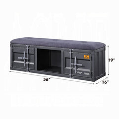 ACME Cargo Gray Fabric & Gunmetal Finish Bench 35927