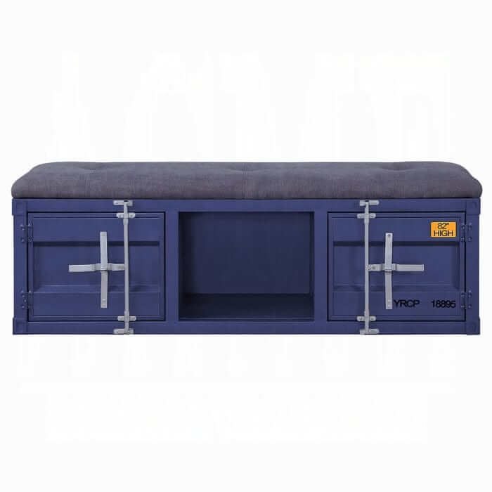 ACME Grey & Blue Cargo Storage Bench 35942