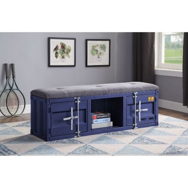 ACME Grey & Blue Cargo Storage Bench 35942