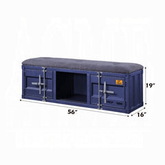 ACME Grey & Blue Cargo Storage Bench 35942