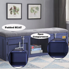 ACME Grey & Blue Cargo Storage Bench 35942