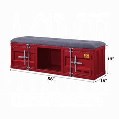 ACME Grey and Red Bench with Storage 35956