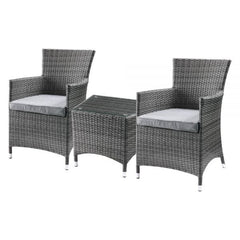 ACME Tashelle Gray Fabric & Gray Wicker 3Pc Patio Bistro Set 45000