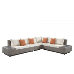 ACME Salena Beige & Gray Wicker Patio Sectional & Cocktail Table 45020