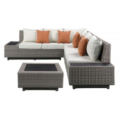 ACME Salena Beige & Gray Wicker Patio Sectional & Cocktail Table 45020