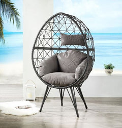 ACME Aeven Light Gray & Black Wicker Patio Lounge Chair 45111