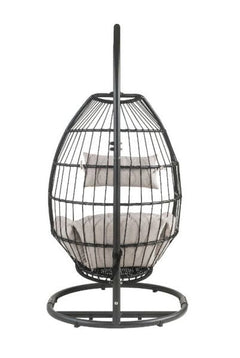 ACME Oldi Beige & Black Wicker Patio Hanging Chair with Stand 45115