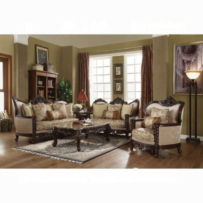 ACME Devayne  Fabric & Dark Walnut Sofa w/6 Pillows 50685