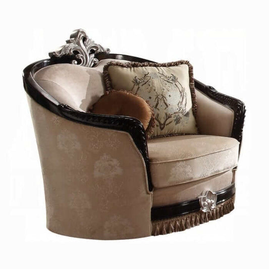 ACME Ernestine Tan Fabric & Black Chair w/2 Pillow 52112