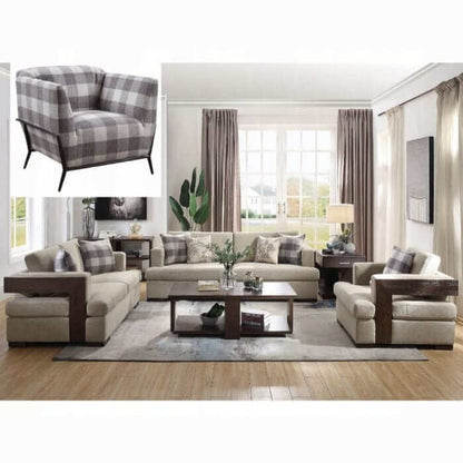 ACME Niamey II Pattern Fabric & Metal Accent Chair 59725