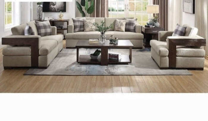 ACME Niamey Fabric & Walnut Sofa w/4 Pillows 54850