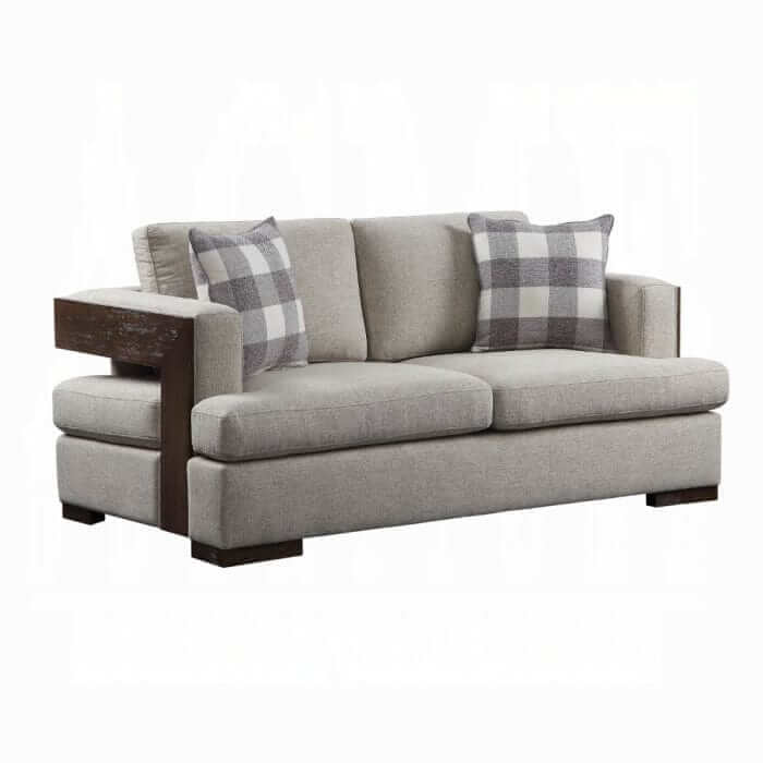 ACME Niamey Fabric & Walnut Loveseat w/2 Pillows 54851