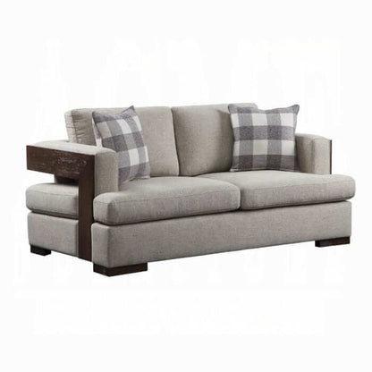 ACME Niamey Fabric & Walnut Loveseat w/2 Pillows 54851
