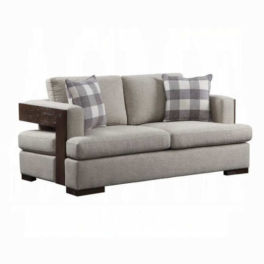 ACME Niamey Fabric & Walnut Loveseat w/2 Pillows 54851