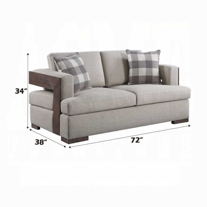 ACME Niamey Fabric & Walnut Loveseat w/2 Pillows 54851