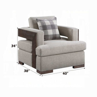 ACME Niamey Fabric & Walnut Chair w/1 Pillow 54852