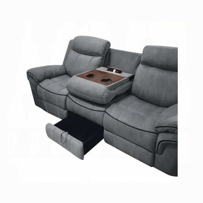 ACME Zubaida Two Tone Gray Velvet Motion Sofa w/USB Port 55025