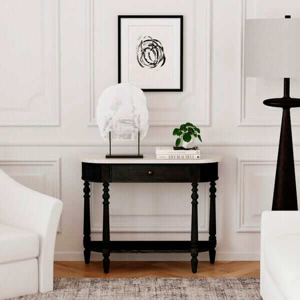 Butler Specialty Danielle Black Marble 1 drawer Console Table 5517432