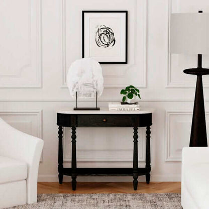 Butler Specialty Danielle Black Marble 1 drawer Console Table 5517432