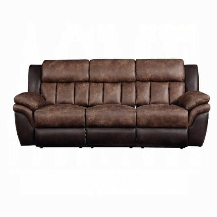 ACME Jaylen Toffee & Espresso Polished Microfiber Motion Sofa 55425