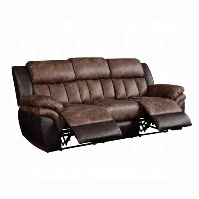 ACME Jaylen Toffee & Espresso Polished Microfiber Motion Sofa 55425