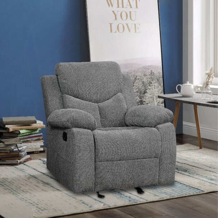 ACME Kalen Gray Chenille Motion Glider Recliner 55442