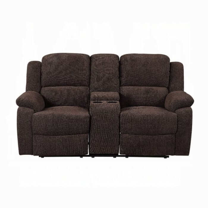 ACME Madden Brown Chenille Motion Loveseat w/Console 55446