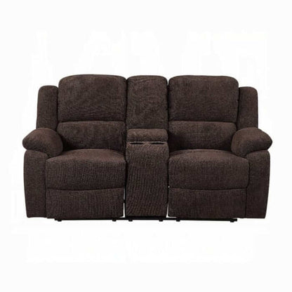 ACME Madden Brown Chenille Motion Loveseat w/Console 55446