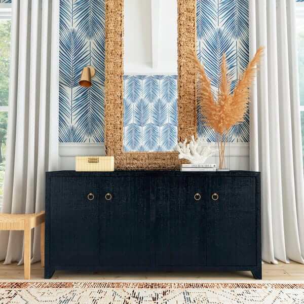 Butler Specialty Bar Harbor Navy Blue Raffia 4 Door 70" Sideboard 5668410