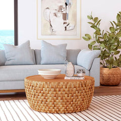 Butler Specialty Captiva Round Natural Rattan Drum Coffee Table 5695404