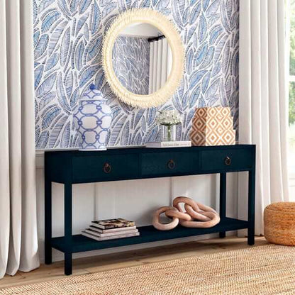 Butler Specialty Lark Navy Blue Rec Wood 3 Drawer Console Table 5701291