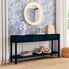 Butler Specialty Lark Navy Blue Rec Wood 3 Drawer Console Table 5701291