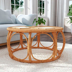 Butler Specialty Savannah Woven Natural Rattan Round Coffee Table 5776404