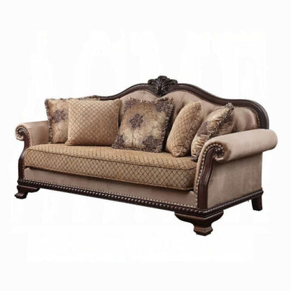 ACME Chateau De Ville Fabric & Espresso Finish Sofa w/5 Pillows 58265