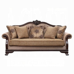 ACME Chateau De Ville Fabric & Espresso Finish Sofa w/5 Pillows 58265