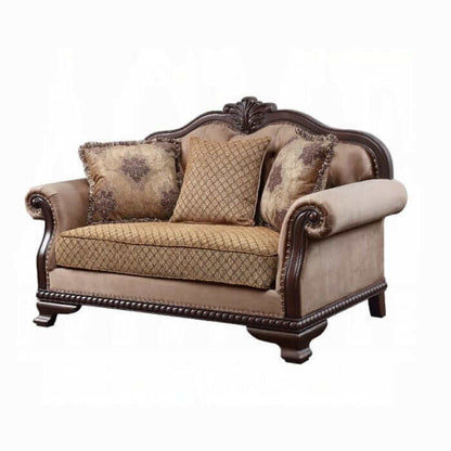 ACME Chateau De Ville Fabric & Espresso Loveseat w/3 Pillows 58266