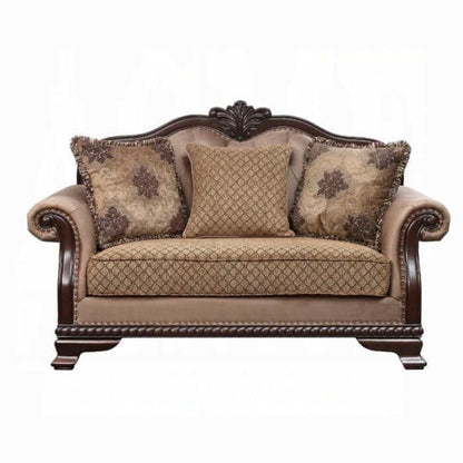 ACME Chateau De Ville Fabric & Espresso Loveseat w/3 Pillows 58266