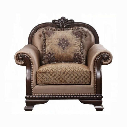 ACME Chateau De Ville Fabric & Espresso Chair w/Pillow 58267