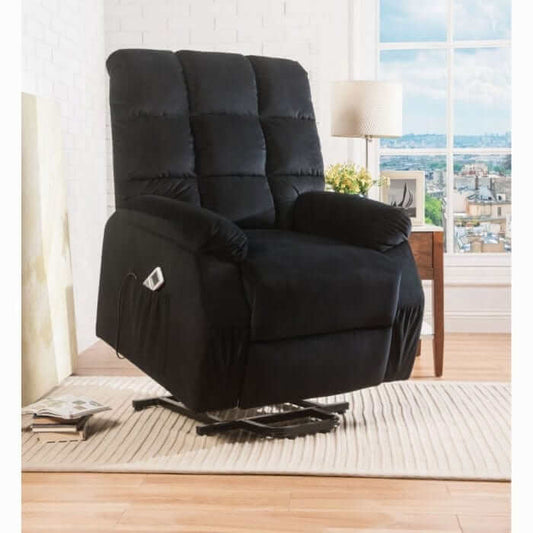 ACME Ipompea  Black Velvet Recliner w/Power Lift & Massage 59262