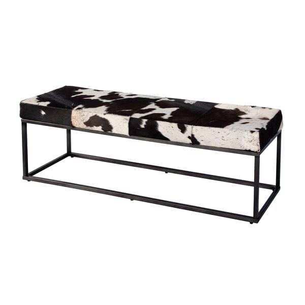 Butler Specialty Stinson Black & White Leather & Iron Accent Bench 5974373