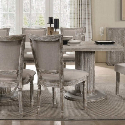 ACME Gabrian Two-tone Beige Fabric Reclaimed Gray Side Chair (Set-2) 60172