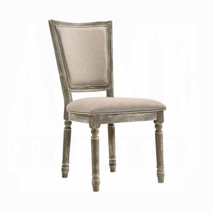 ACME Gabrian Two-tone Beige Fabric Reclaimed Gray Side Chair (Set-2) 60172