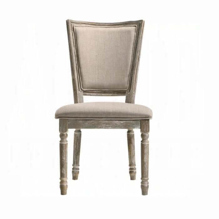 ACME Gabrian Two-tone Beige Fabric Reclaimed Gray Side Chair (Set-2) 60172