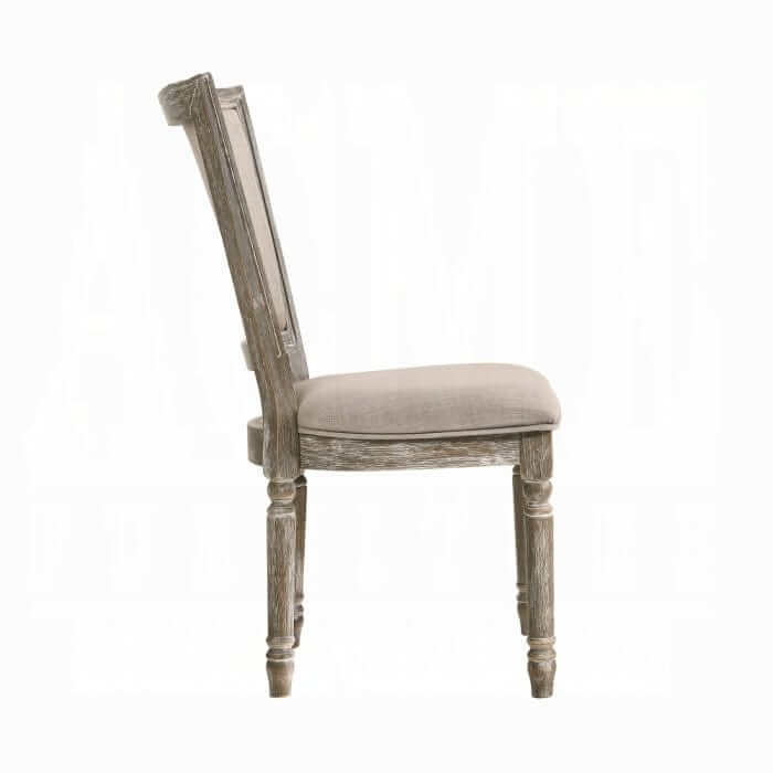 ACME Gabrian Two-tone Beige Fabric Reclaimed Gray Side Chair (Set-2) 60172